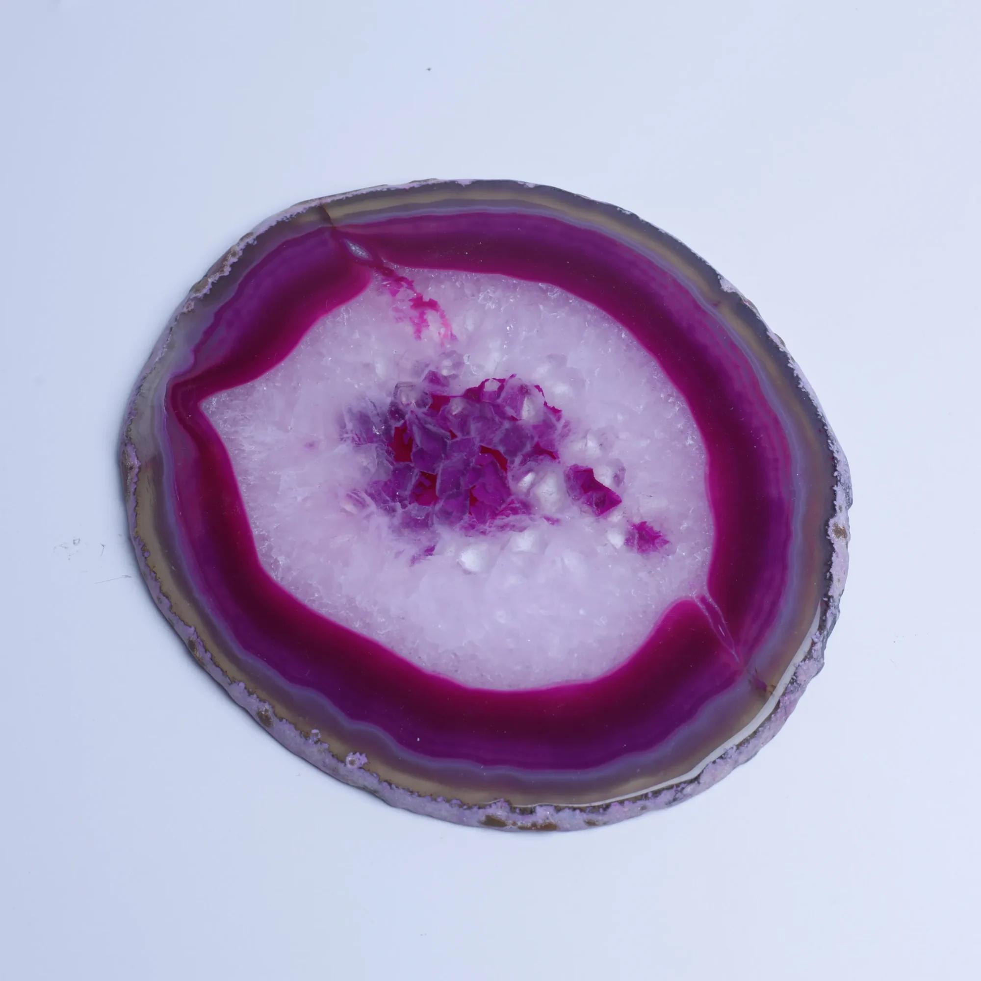 Magenta-Color Crystal Agate Slices (2.6–3.3 in)-02001100103