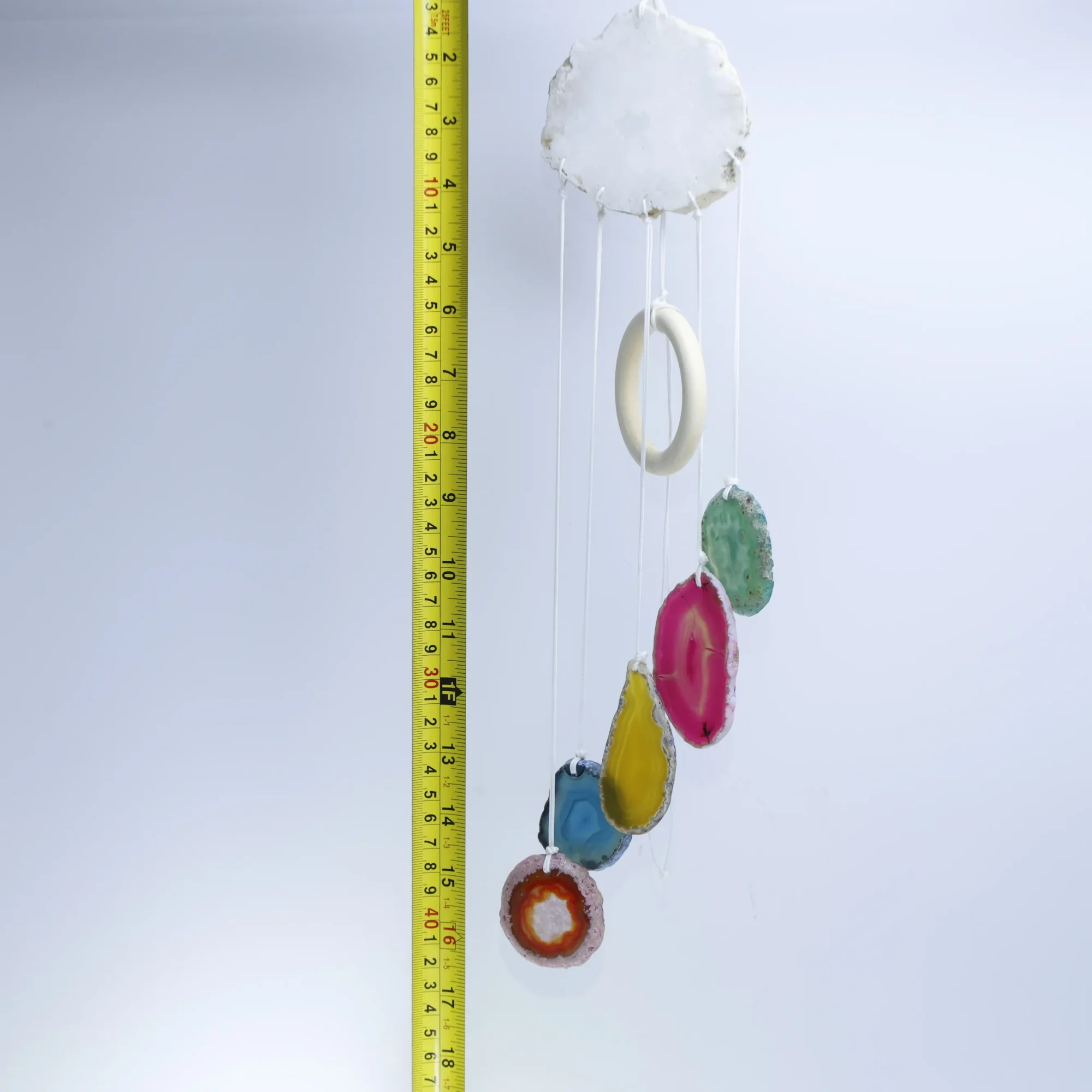 Natural Agate Geode Cloud Wind Chime 23.6 in( 5 Slices per Chime)-026017502-1