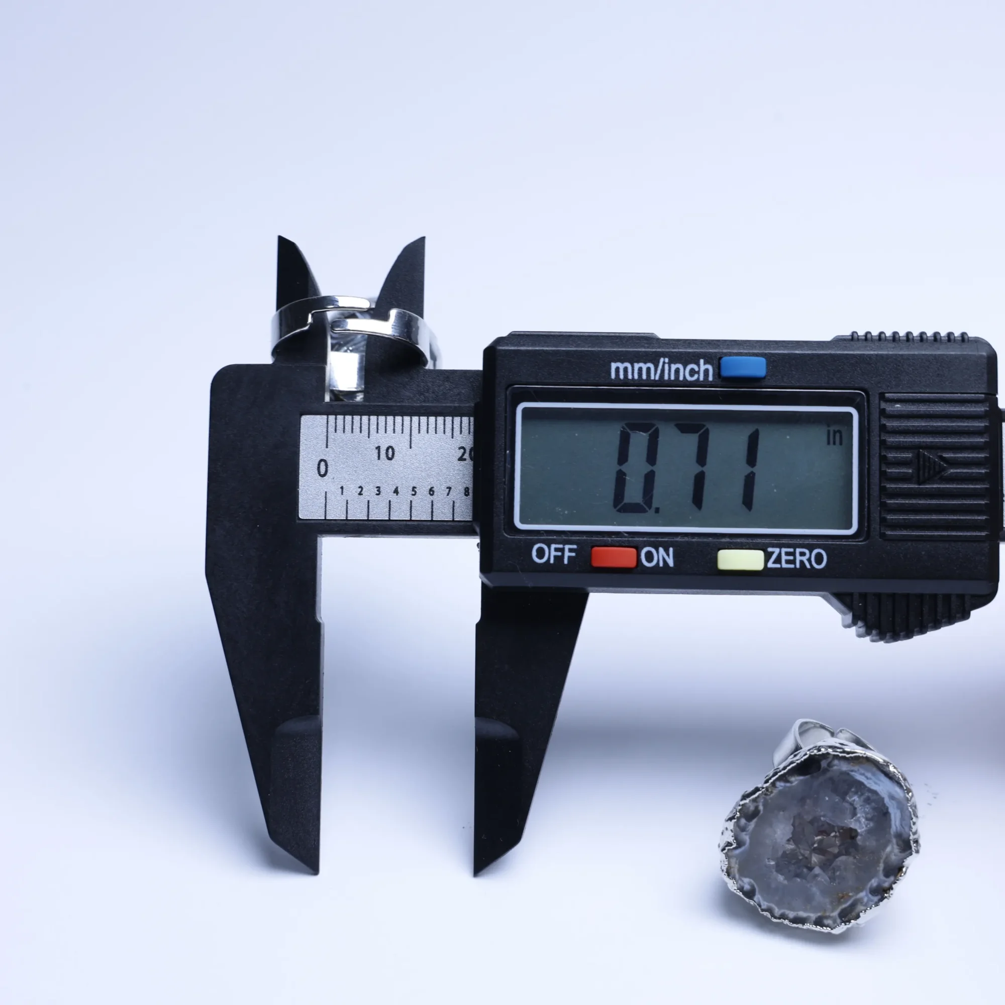 Natural Brazilian Agate Geode Druzy Adjustable Ring-025011303-3