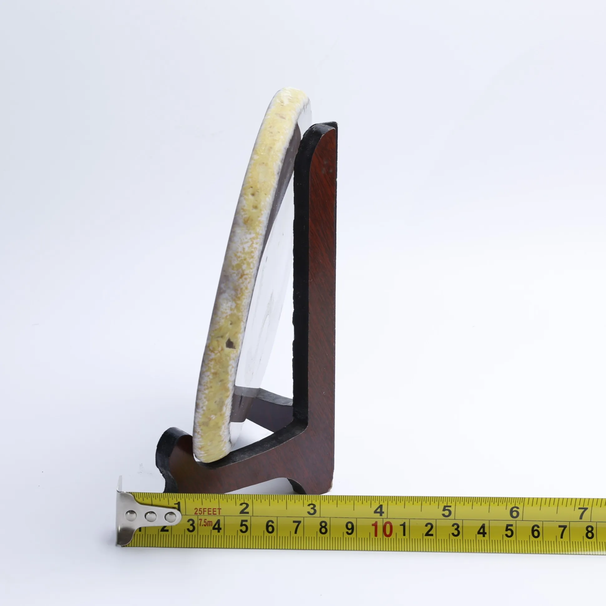 Natural Brazilian Agate Slice Display Specimen with Wooden Stand 6.3–7.9 in-040011001-5