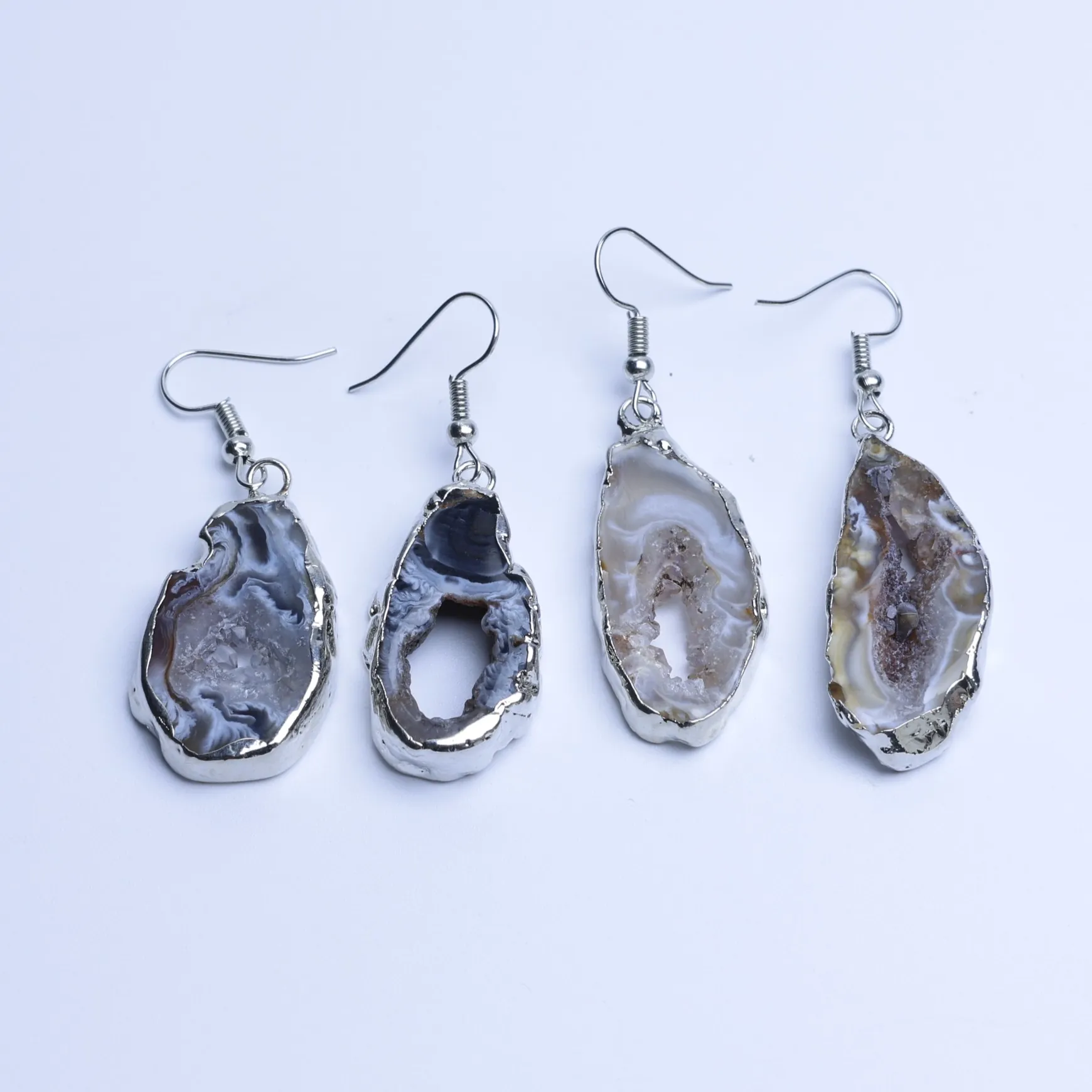 Natural Druzy Agate Geode Slice Pendant-024011101