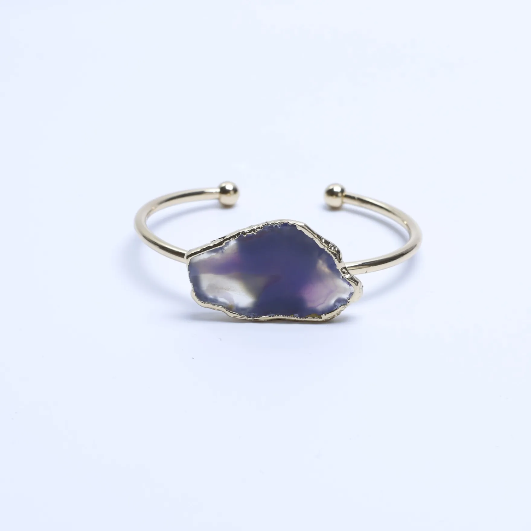 Purple-Color Agate Slice Adjustable Cuff Bracelet-02901140103