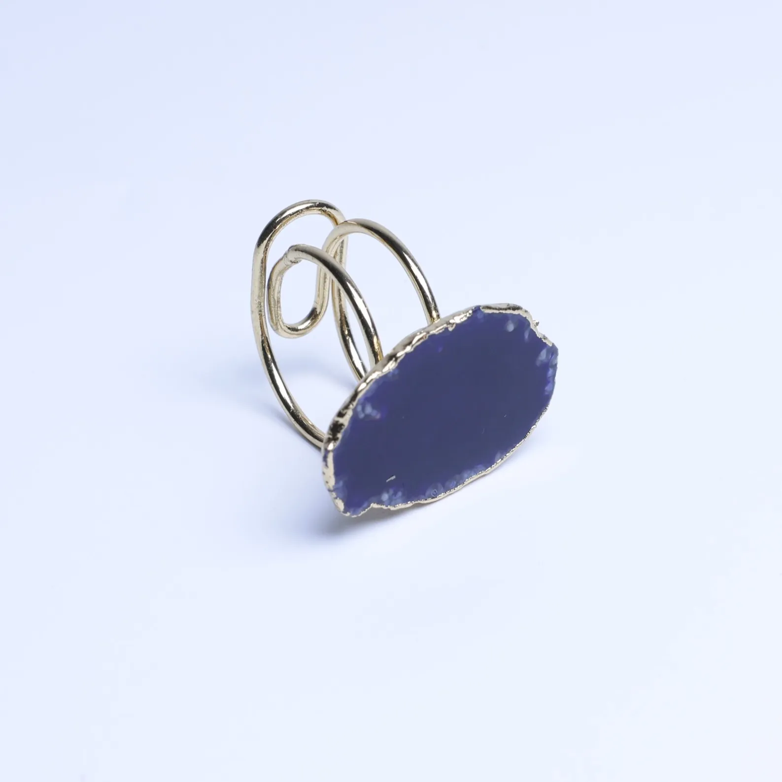 Purple-Color Agate Slice Adjustable Ring-02901130404