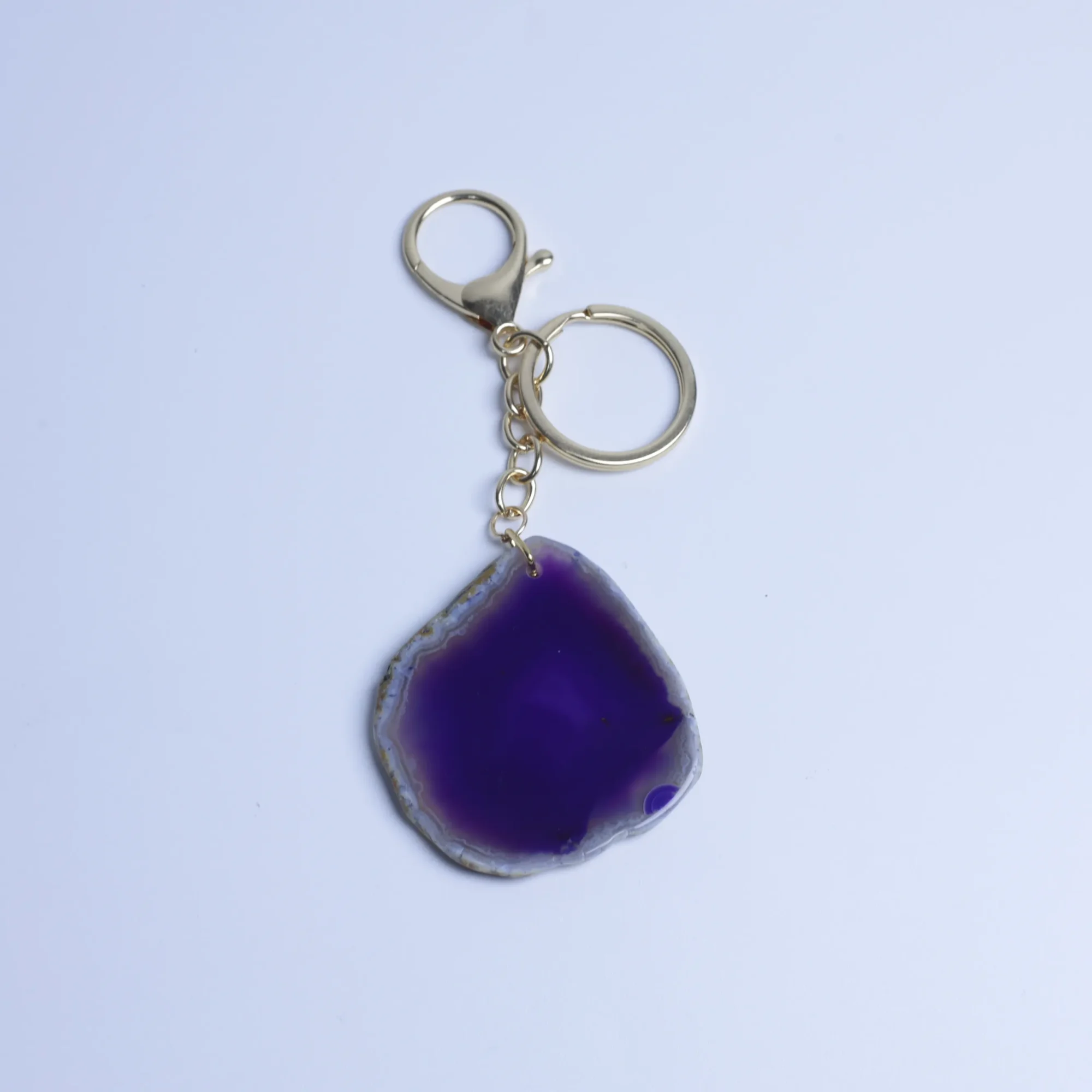 Purple-Color Agate Slice Keychains-02601120105