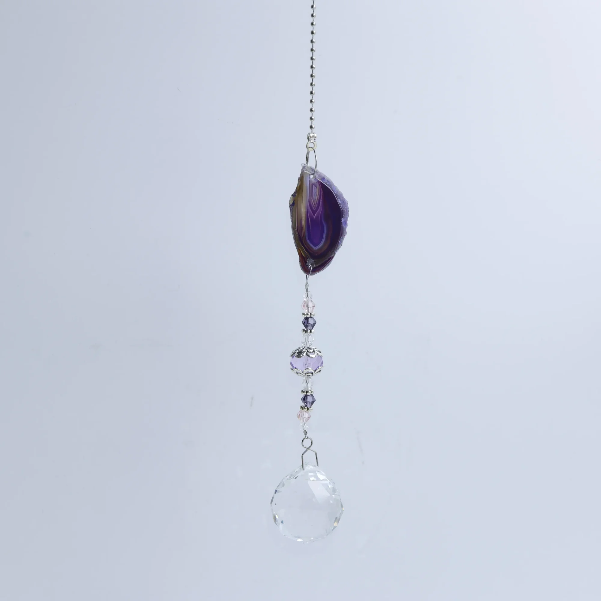 Purple-Color Agate Slice Wind Chimes 15.7 in (1 Slices per Chime)-01801750103