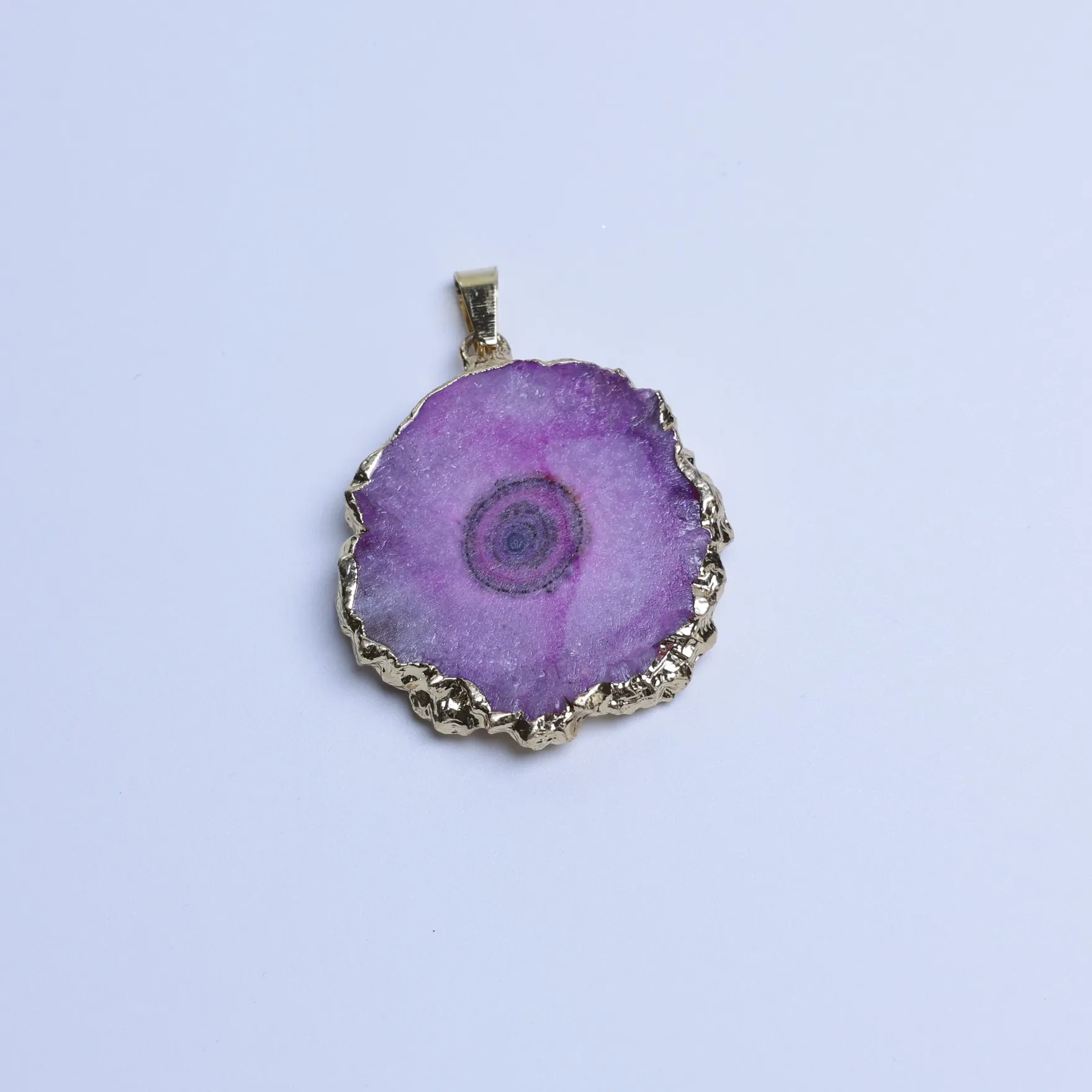 Magenta-Color Small Agate Geode Slice Pendants-03001470106