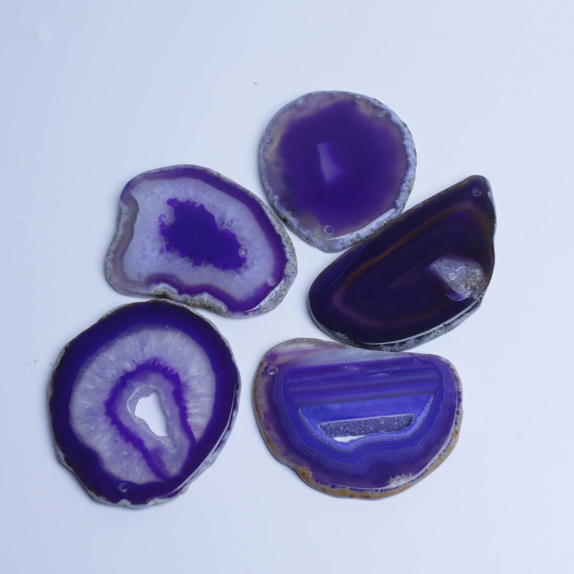 Purple-Color Small Drilled Agate Slice Pendants-03901470104