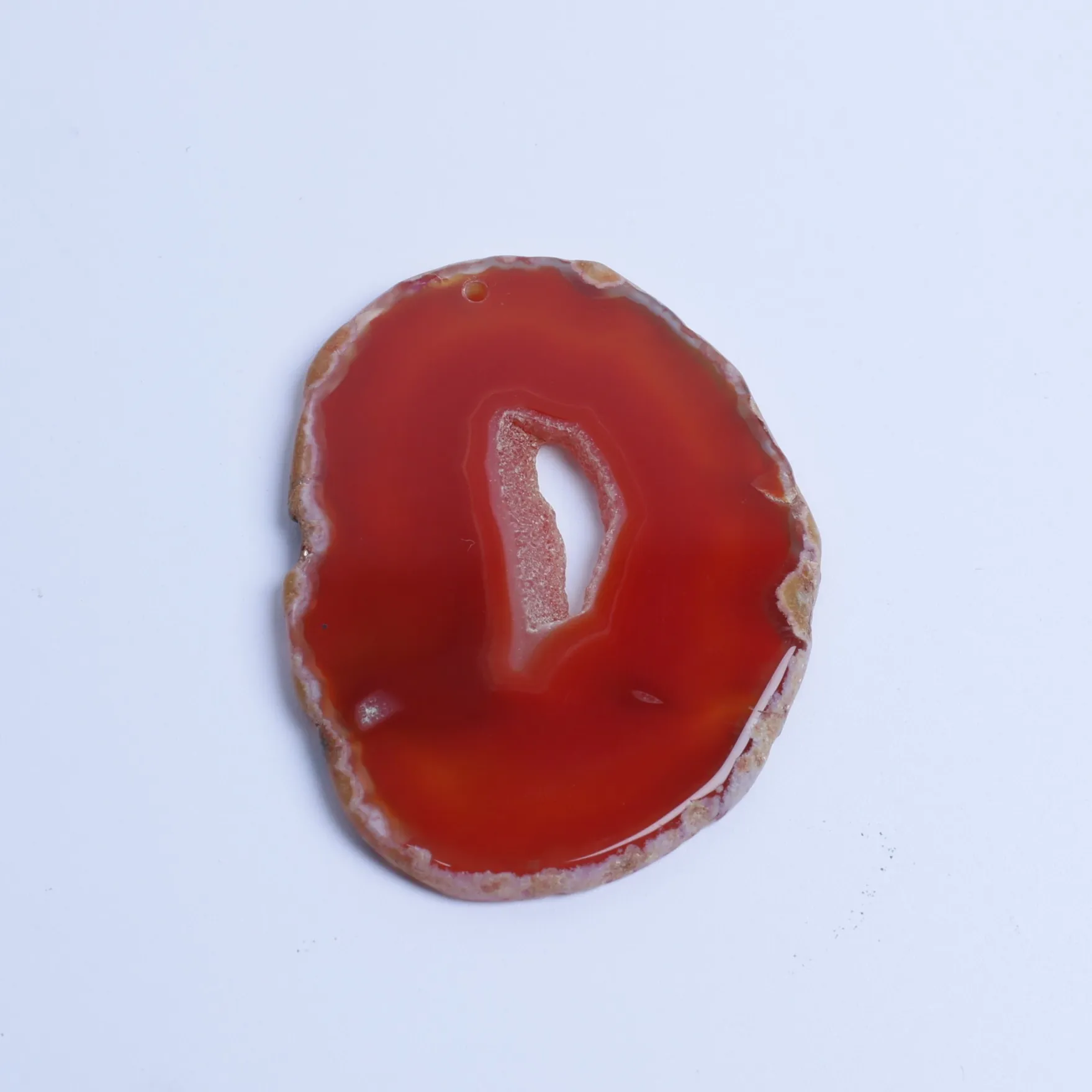 Red-Color Drilled Agate Slices Pendants-03901470204