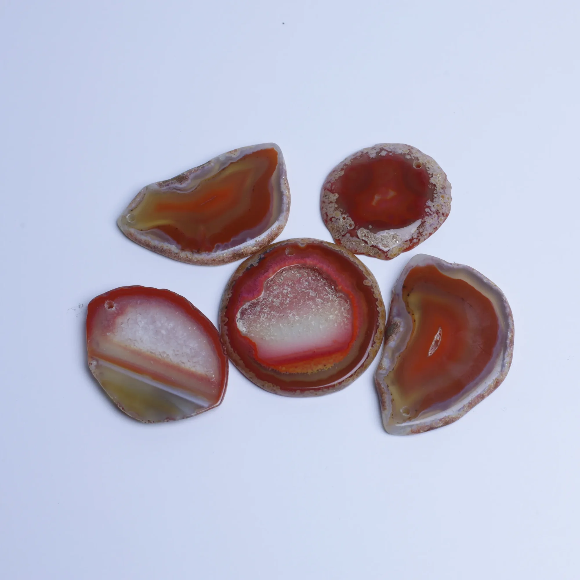 Red-Color Small Drilled Agate Slice Pendants-03901470101