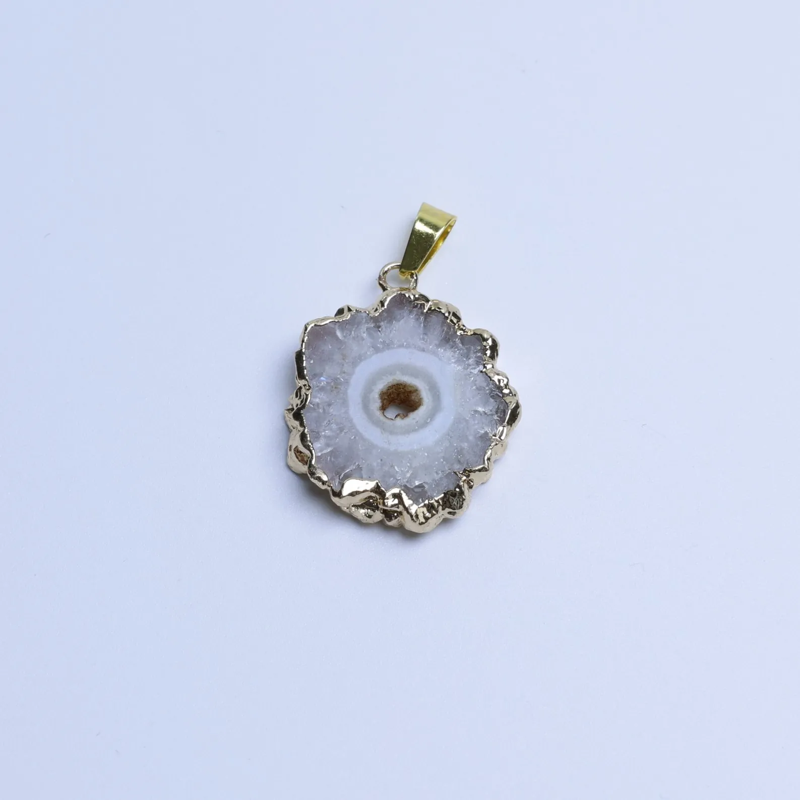 White-Color Small Agate Geode Slice Pendants-03001470101