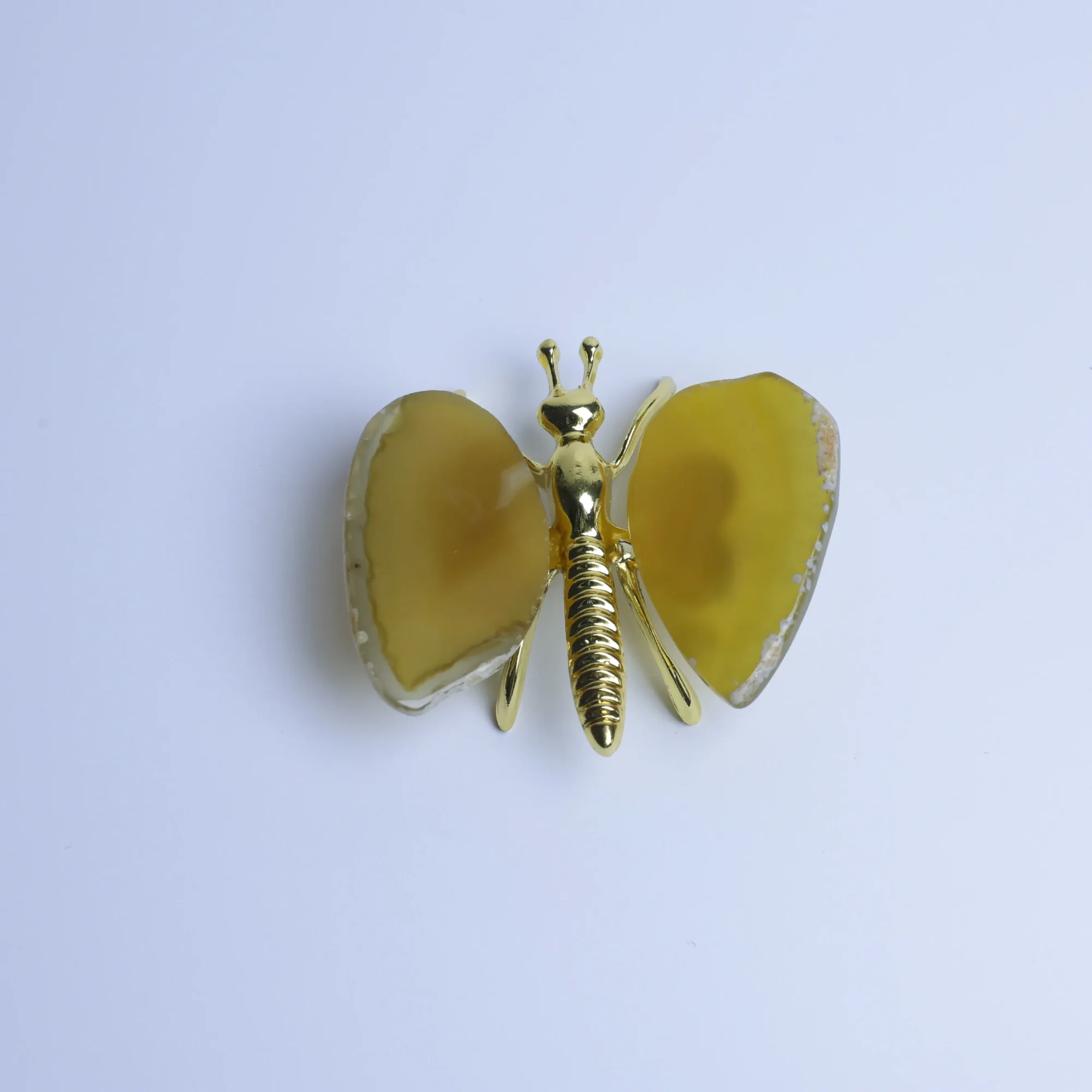 Yellow-Color Agate Slice Butterfly-01101100102