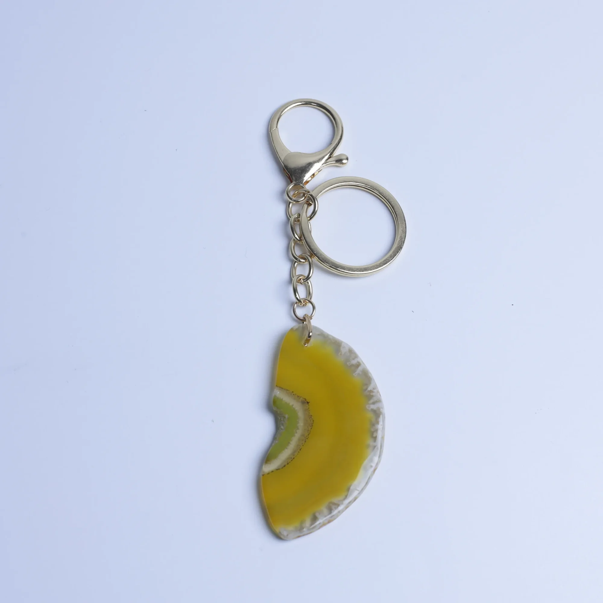 Yellow-Color Agate Slice Keychains-02601120106