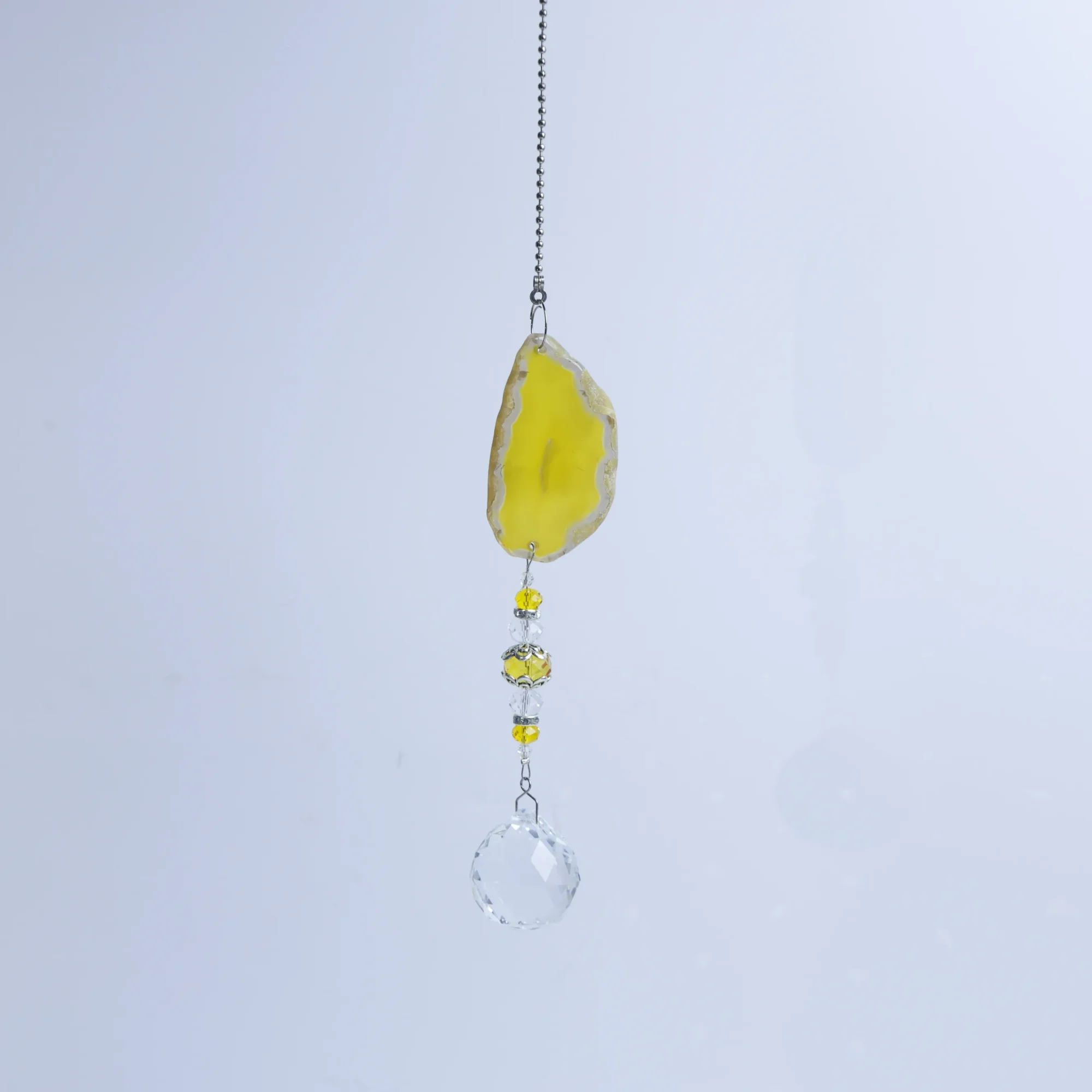 Yellow-Color Agate Slice Wind Chimes 15.7 in (1 Slices per Chime)-01801750102