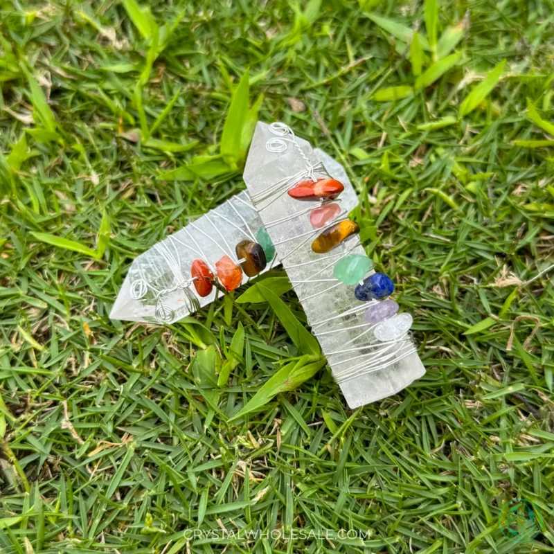 7 Chakra Healing Clear Quartz Crystal Tower