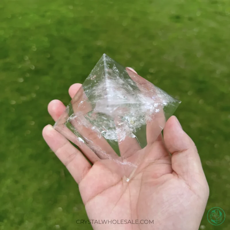 Natural transparent quartz pyramid