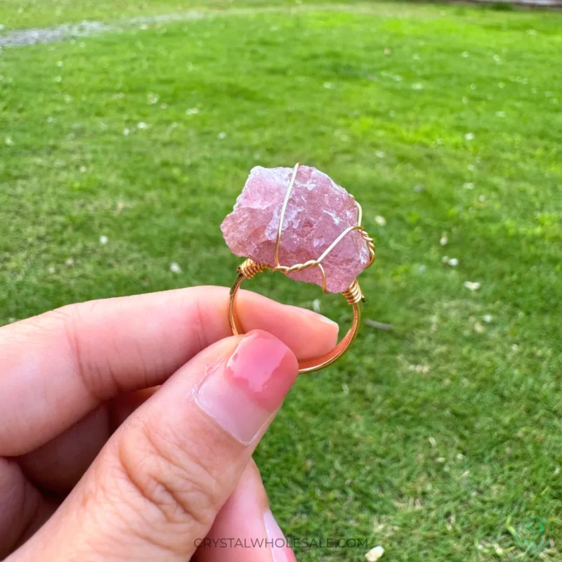natural Strawberry Quartz ring